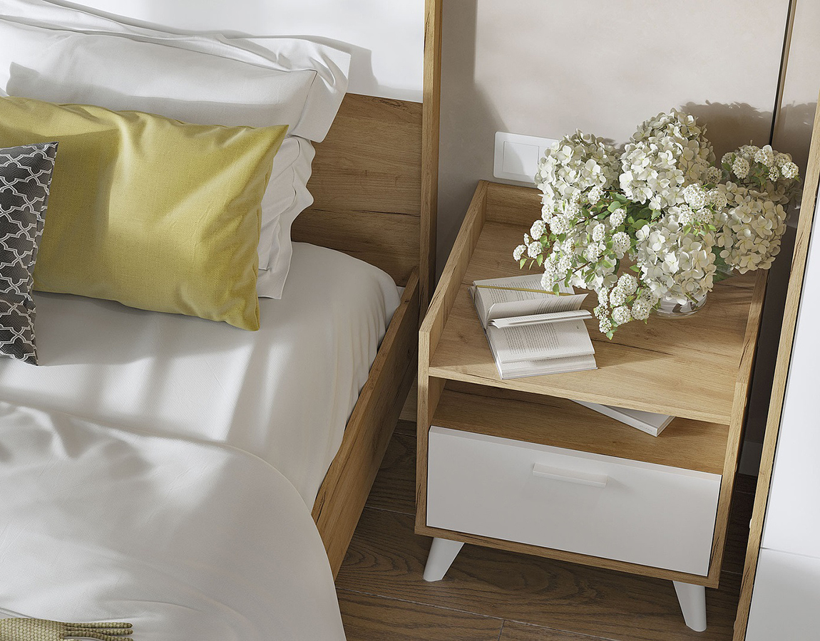 Ирис ТБ-01 Тумба прикроватная (50) дуб крафт золото/белый шагрень