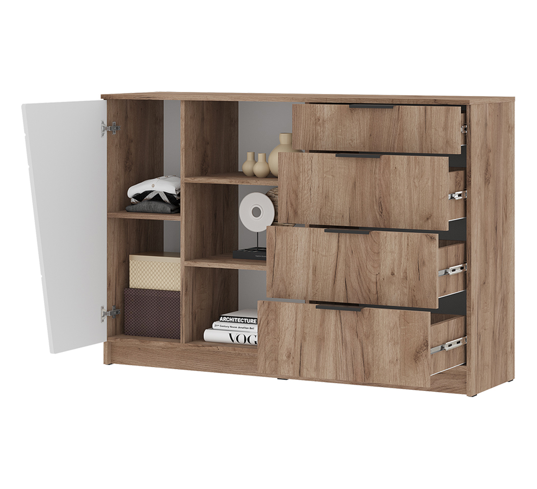 Орегон КМ 01 Комод 1400 (50) белый супермат /дуб крафт  табачный