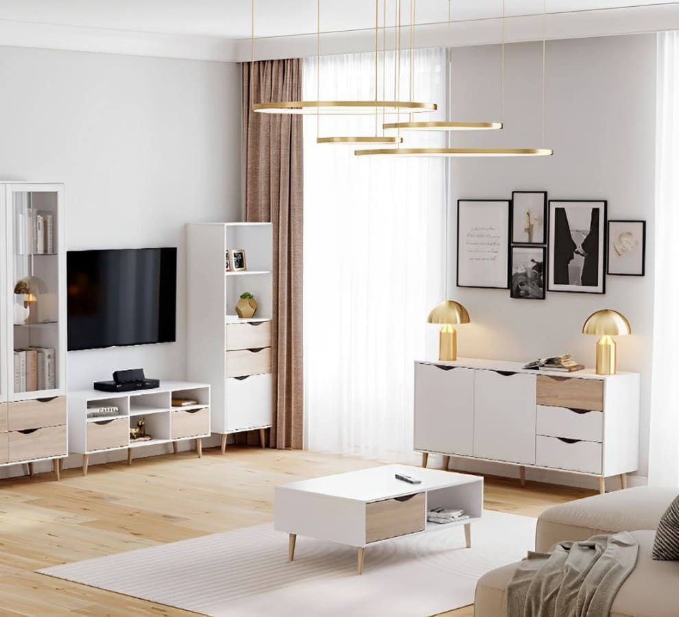 Стол журнальный Соната (02) белый фон/дуб сонома