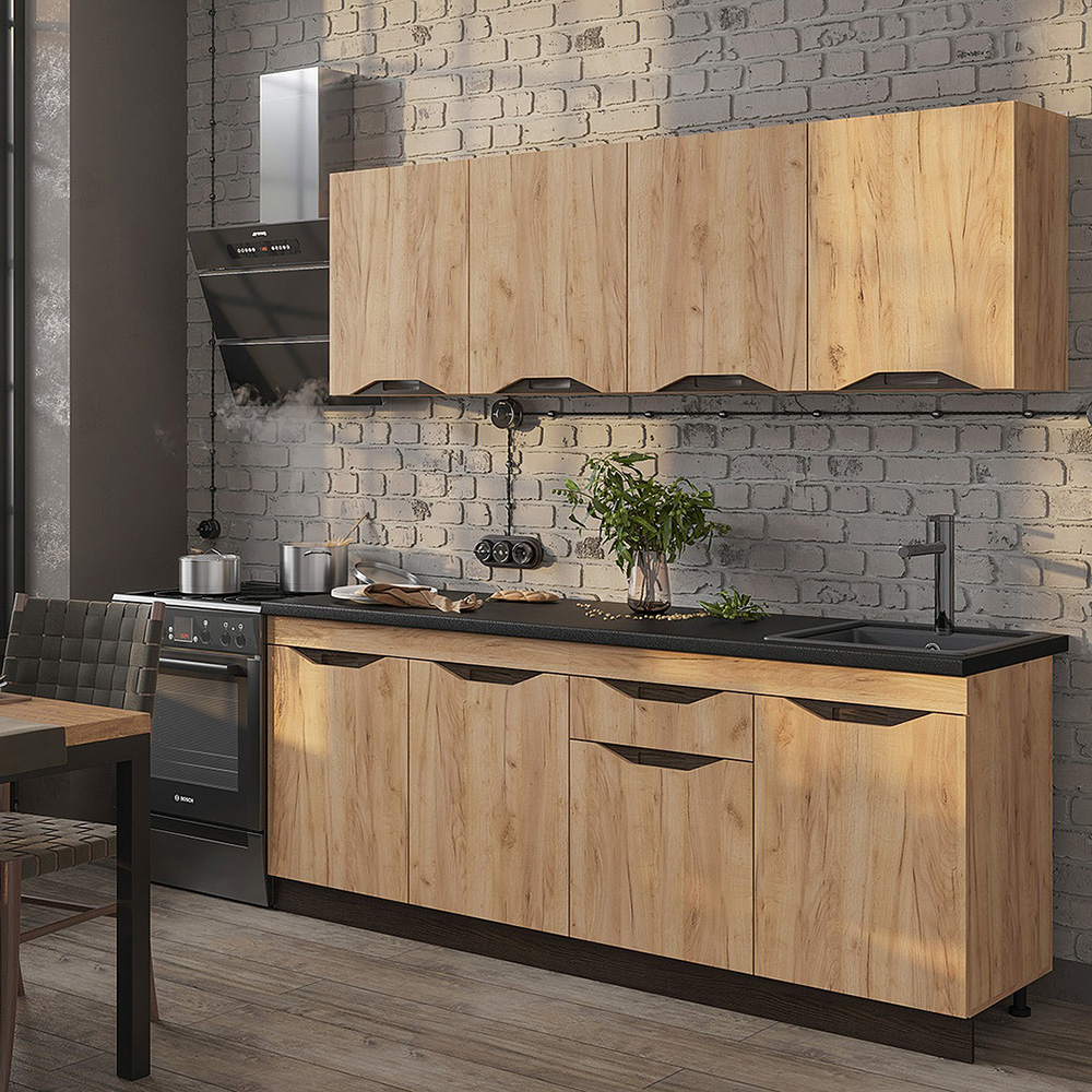 Кухня Паола 2,0м (50) дуб крафт золотой/венге