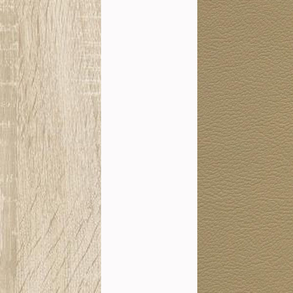 Банкетка Эва БК-002 (длина 660мм) дуб сонома светлый/белый шагрень/бежевый