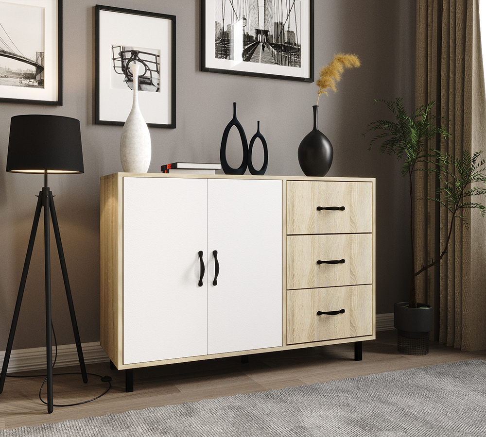 Комод 123 1204*870 (49) сонома/белый АКЦИЯ 8700