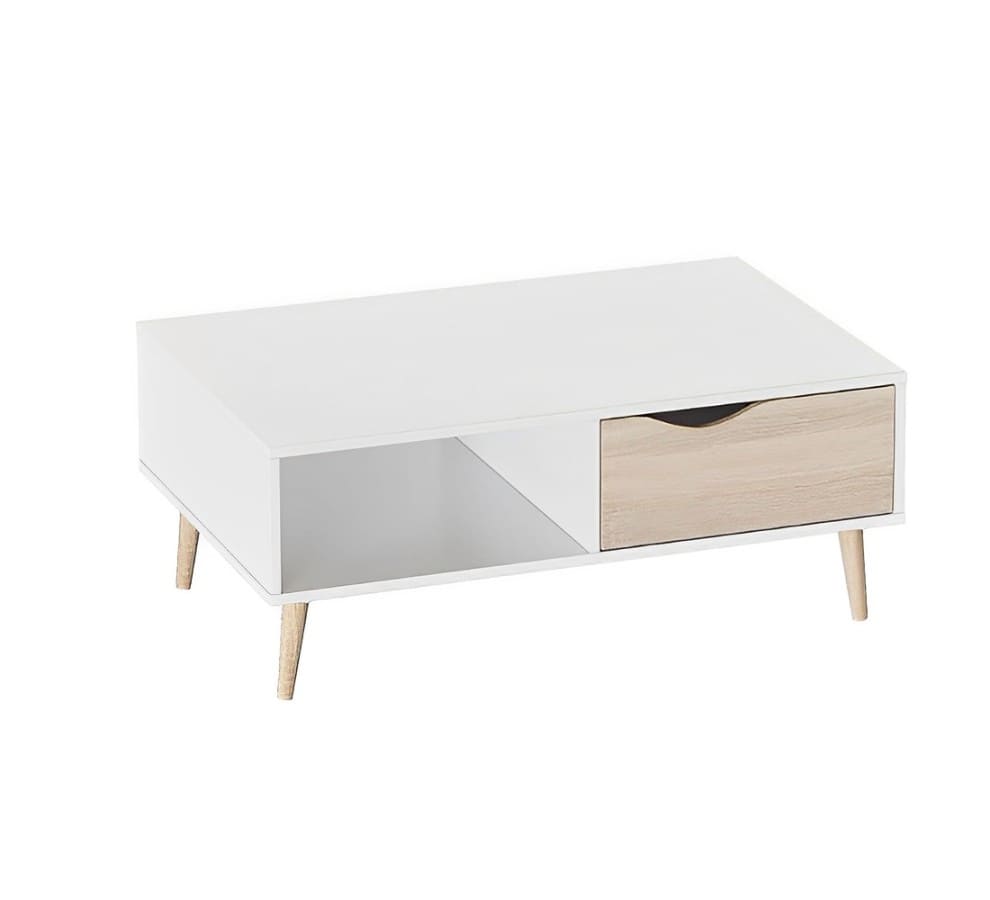 Стол журнальный Соната (02) белый фон/дуб сонома