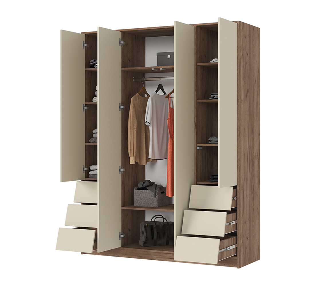 Рейн ШК 03 Шкаф 4-х ств (50) кашемир/дуб крафт табачный