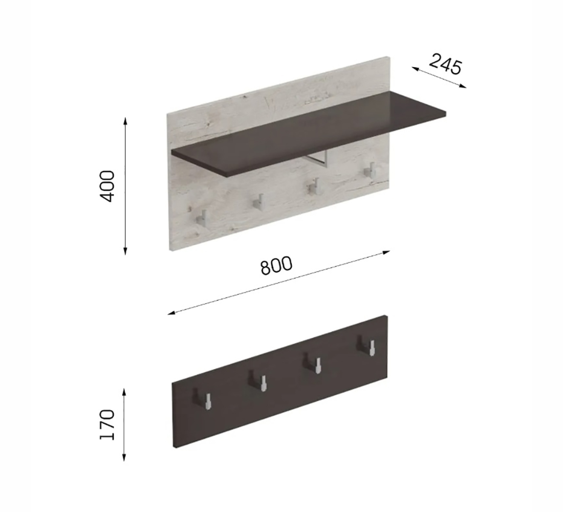 Вешалка Соренто (02) дуб бонифаций/ кофе структ.мат.