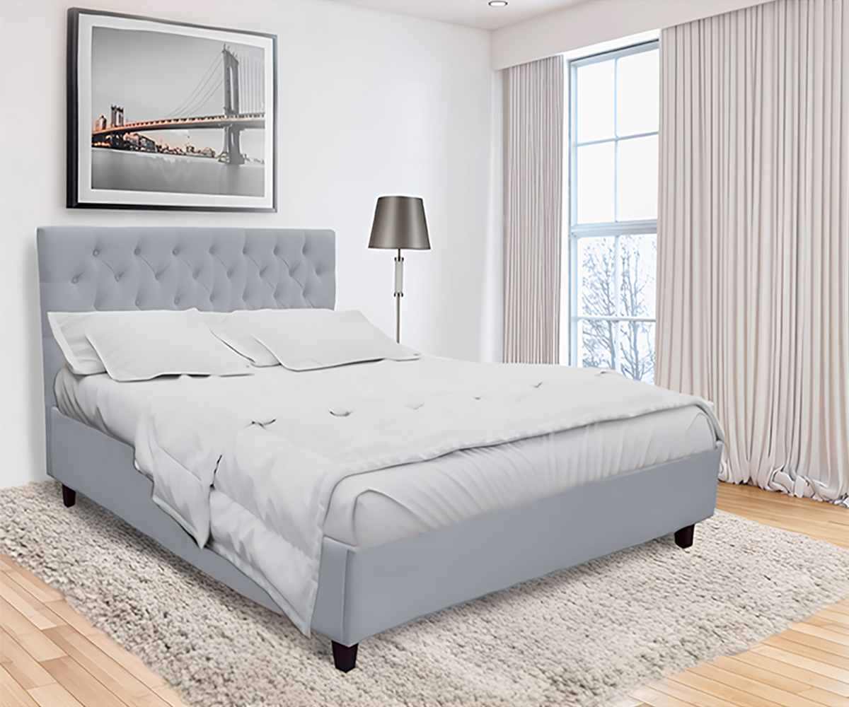 Кровать Глория 1,6м (27) ПМ микровелюр светло-серый