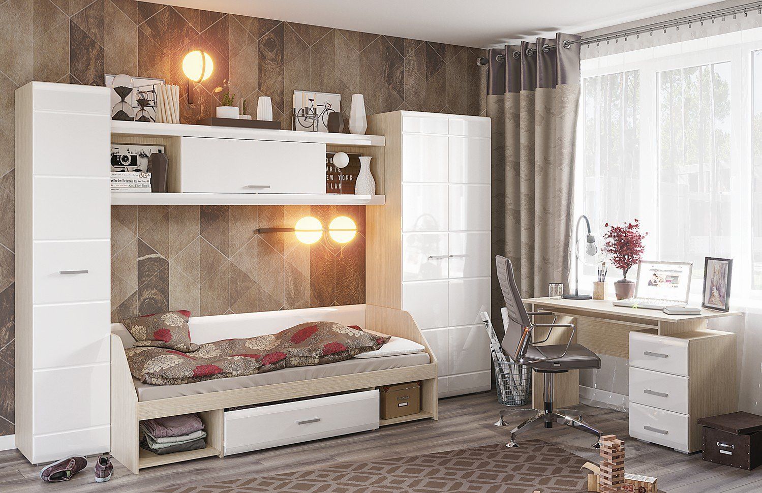 Стол компьютерный Симба (50) бел.гл./белф.