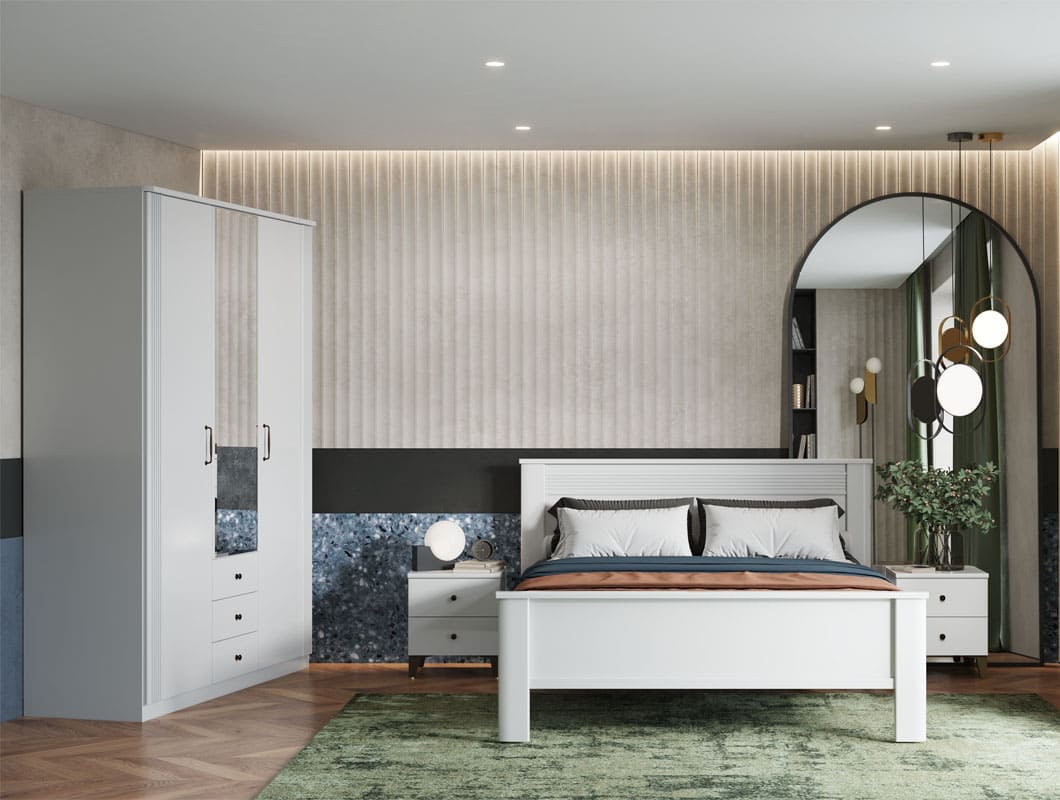 Диана белая Мод.Д11 Шкаф для одежды лам.белый (3 ящика+ 6полок+ штанга)