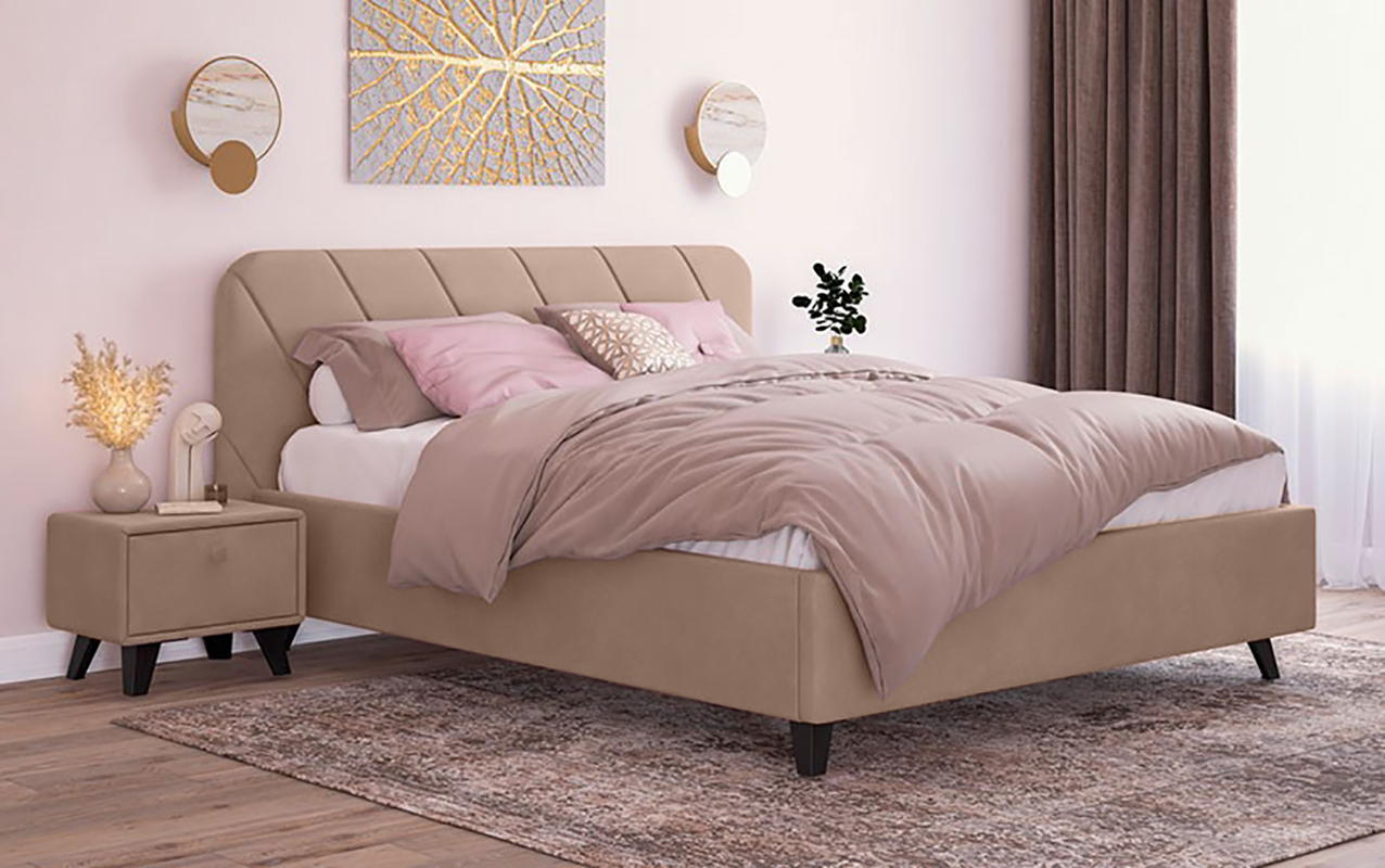 Кровать Николь 1,6м (98) микровелюр капучино