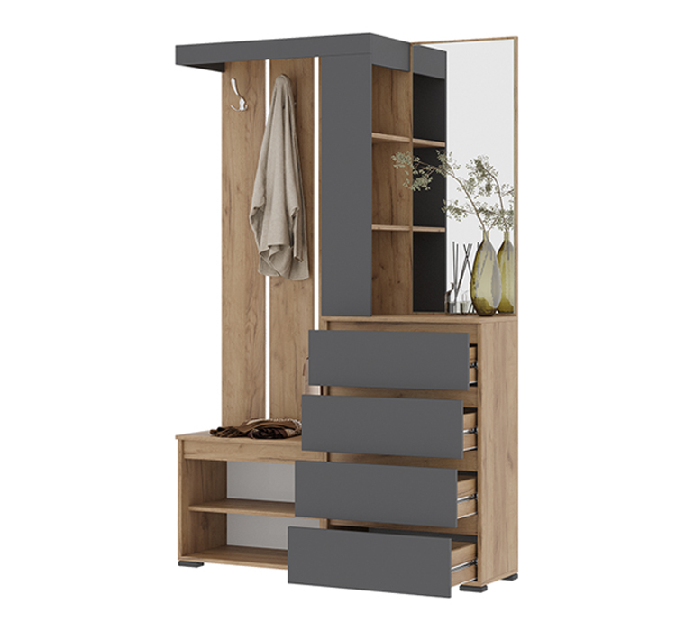 Хелен ПР-01 Прихожая (50) серый графит/дуб крафт золото