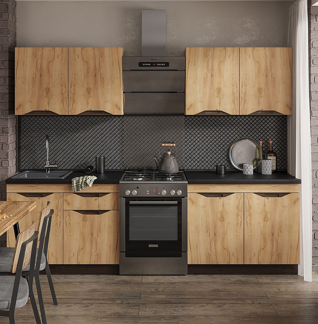 Кухня Паола 2,0м (50) дуб крафт золотой/венге