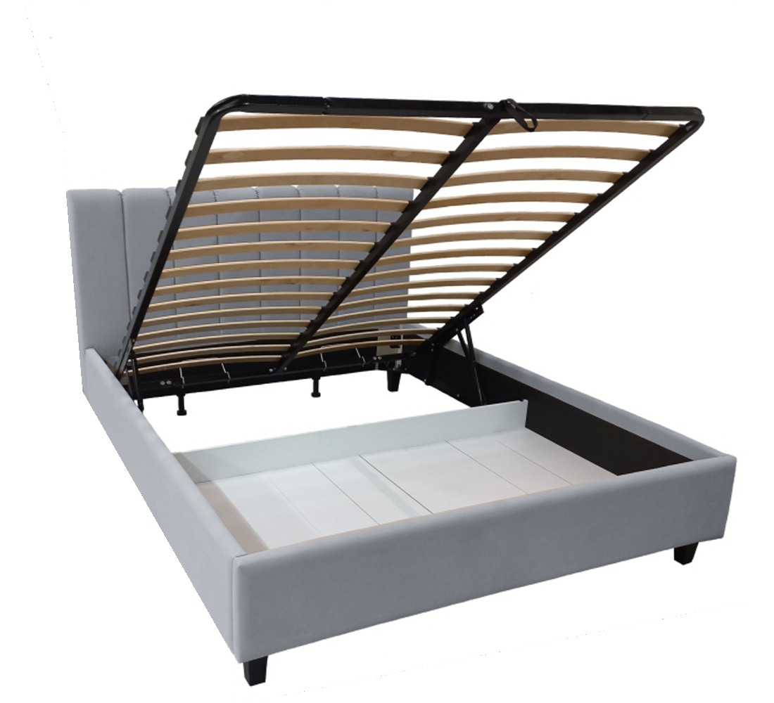 Кровать Диана 1,6м (27) ПМ на опорах, микровелюр серый