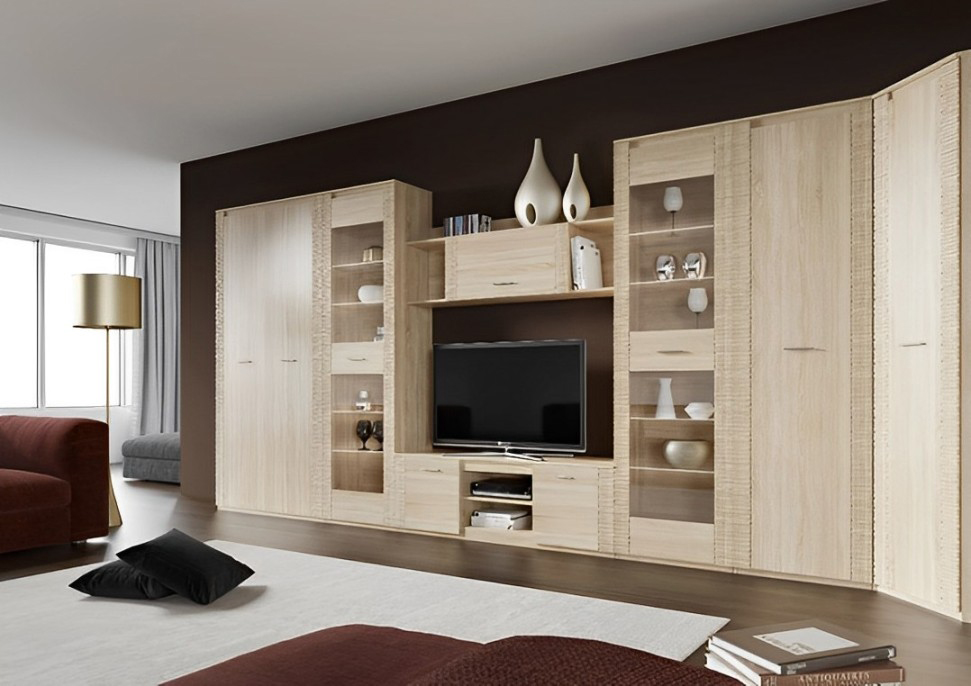 Элана гостиная шкаф 2 дв. (02) дуб сонома /дуб сонома светлый матовый