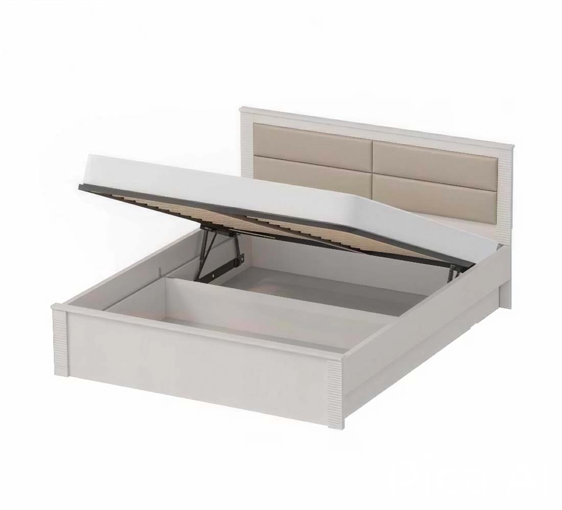 Элана Кровать 1,6 (02) с орт. осн., под. мех. и бел. ящиком бодега белая