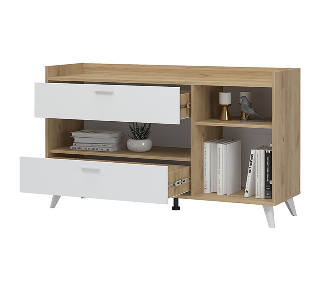 Ирис КМ-02 Комод (50) дуб крафт золото/белый шагрень