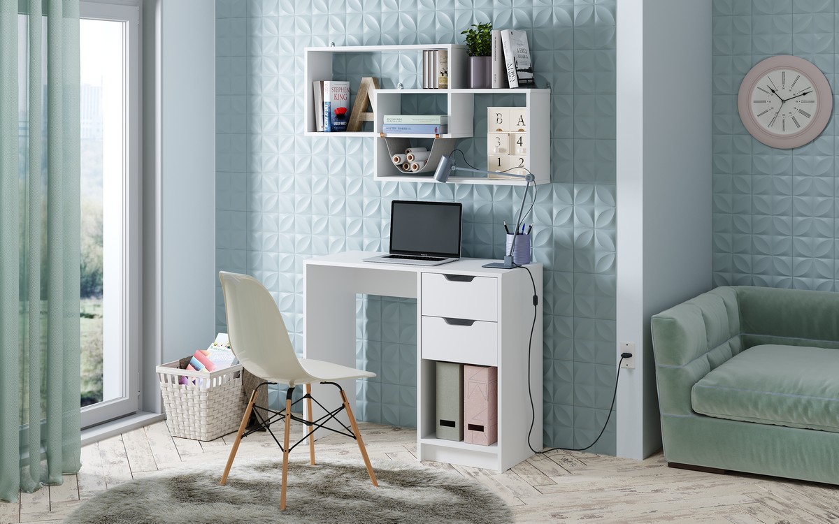 Стол письменный Лайт СП-001 2ящ. (83) белый