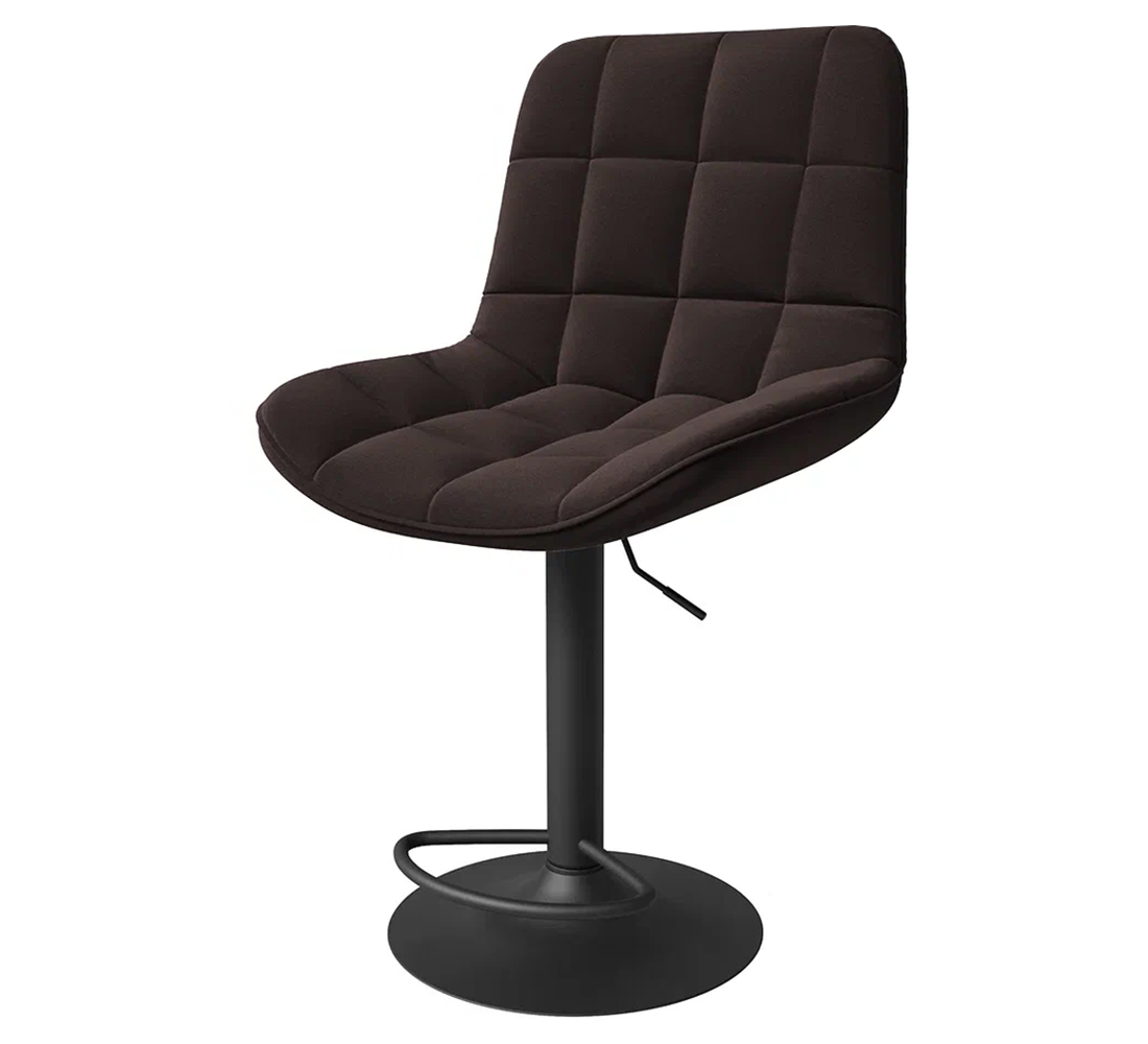 Стул барный Бруно регулируемый (111) каркас черный/велюр бурый (тип-1)