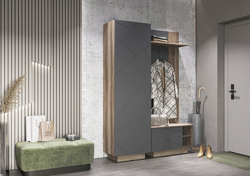 Даллас ВШ 01 Вешалка МДФ (50) софт графит/дуб каньон АКЦИЯ 9450 Даллас ВШ 01 Вешалка МДФ (50) софт графит/дуб каньон АКЦИЯ 9450