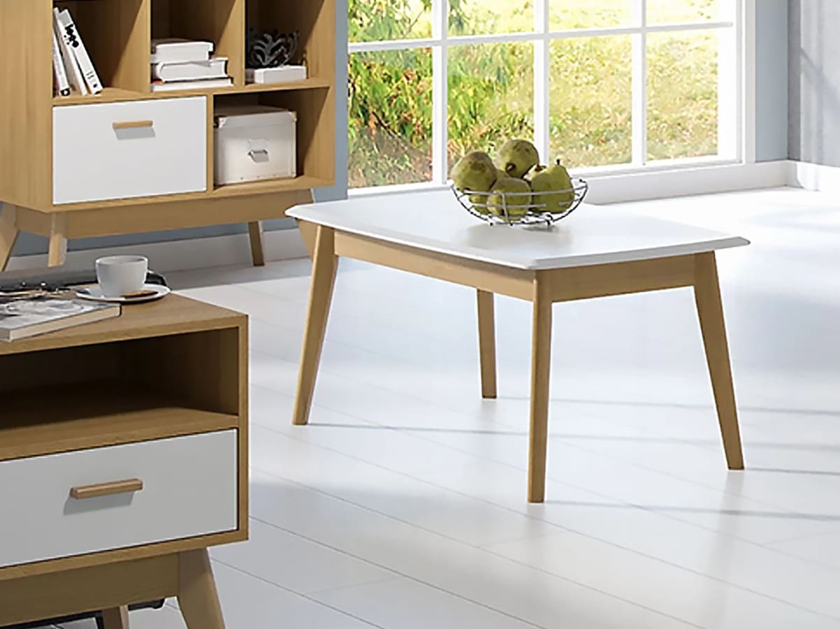 Стол журнальный Калгари (02) дуб натуральный светлый /белый матовый АКЦИЯ 4500