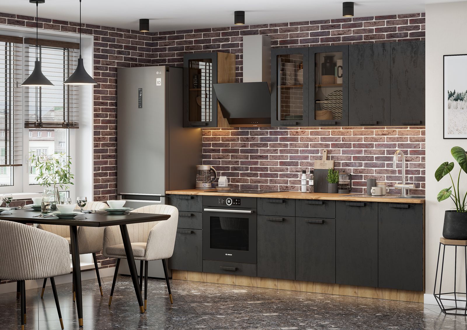 Ф97 Пасаденна ШВУС 600 МДФ (50) бетон графит Ф97 Пасаденна ШВУС 600 МДФ (50) бетон графит