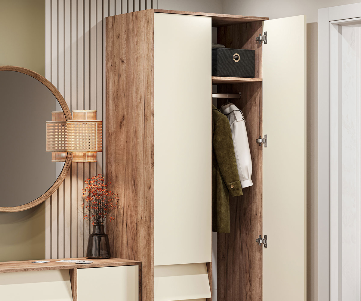 Рейн ШК 01 Шкаф 2-х ств (50) кашемир/дуб крафт табачный