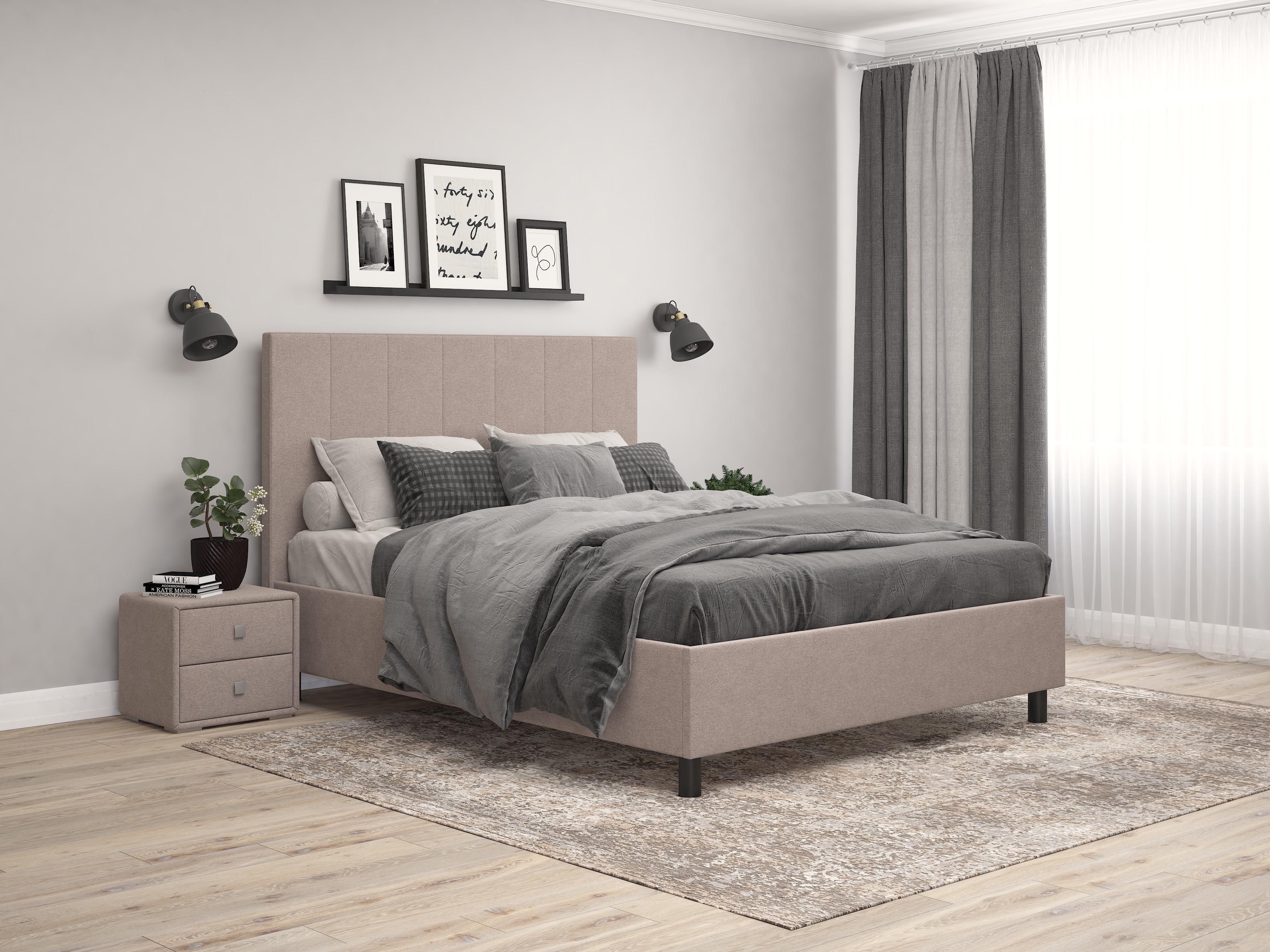 Тумба прикроватная Твист (98) микровелюр бежевый