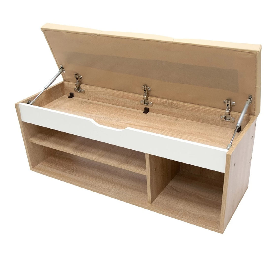 Банкетка Эва БК-001 (длина 1000мм) дуб сонома /белый шагрень/бежевый