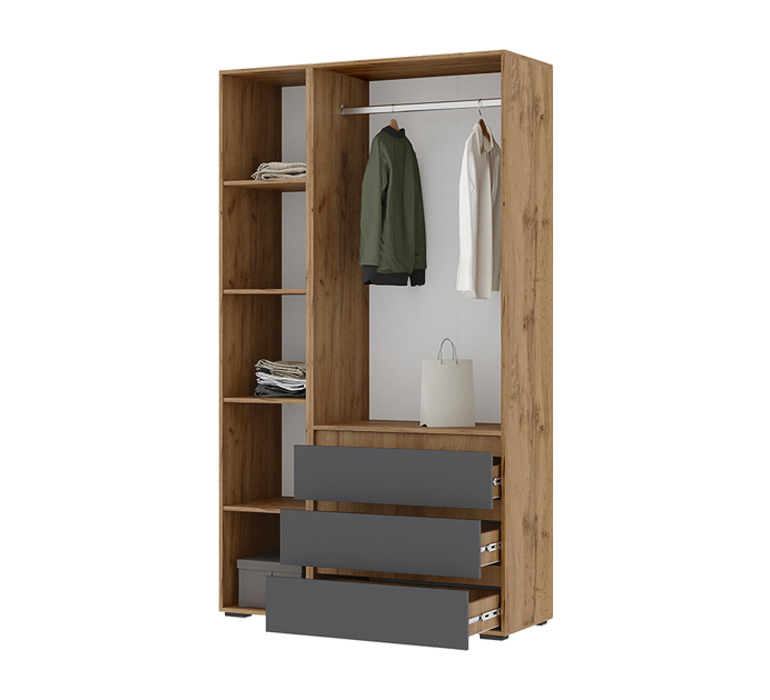 Хелен ШК 06 Шкаф трехстворчатый (23) серый графит/дуб крафт золото  АКЦИЯ  13990