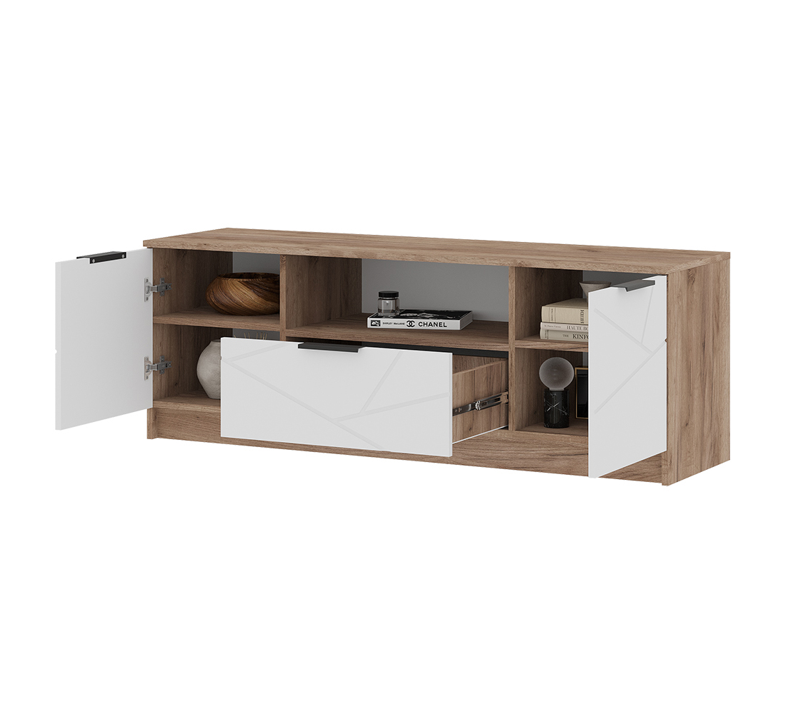 Орегон ТВ 01 Тумба под ТВ (50) белый супермат /дуб крафт  табачный