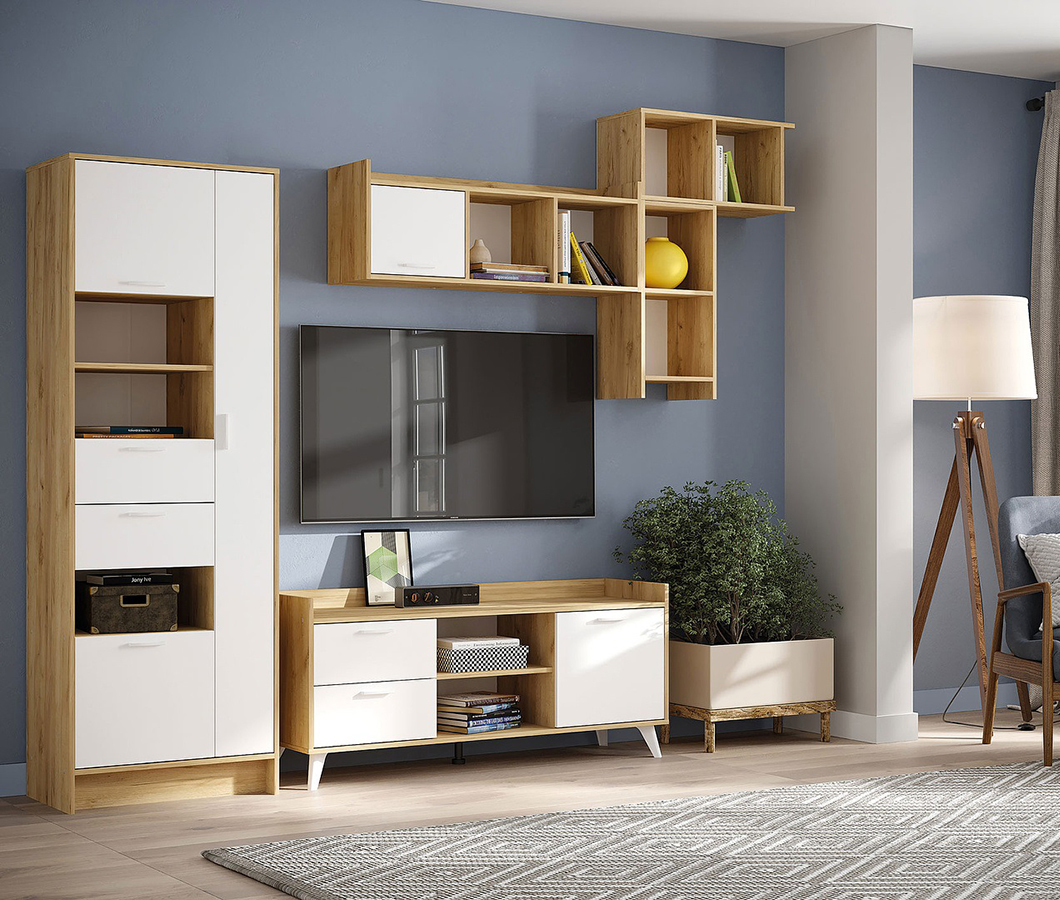 Ирис ПЛ-02 Полка универсальная (50)  дуб крафт золото/белый шагрень АКЦИЯ