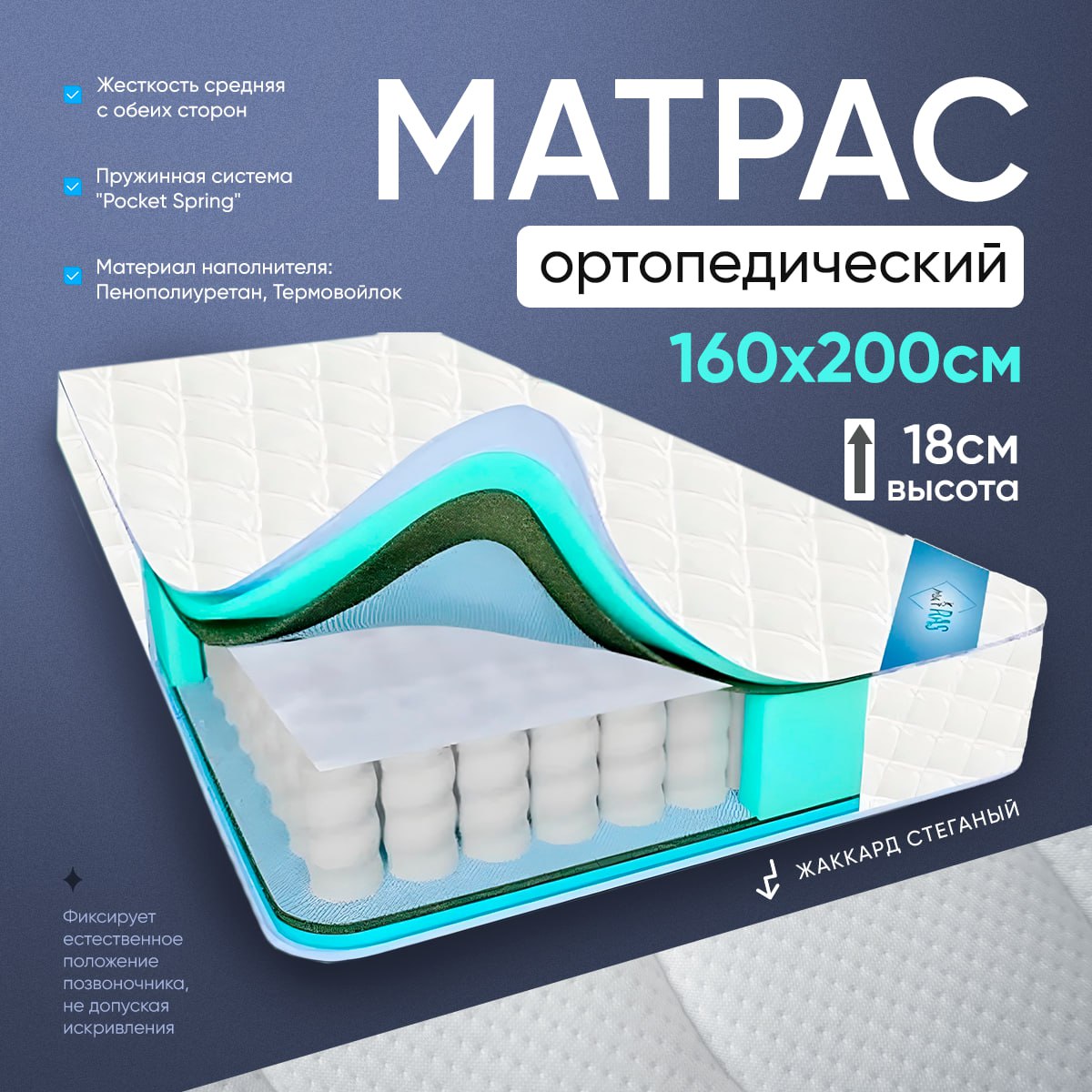 Матрас Sweet Dreams (ЭКО ПЛЮС) 1,6*2,0м (76) АКЦИЯ 13500