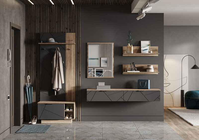 Даллас ВШ 01 Вешалка МДФ (50) софт графит/дуб каньон АКЦИЯ 8100