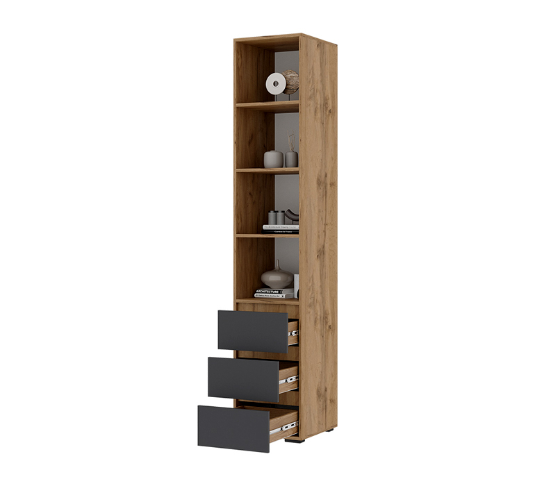 Хелен ПН 02 Пенал открытый (23) серый графит/дуб крафт золото