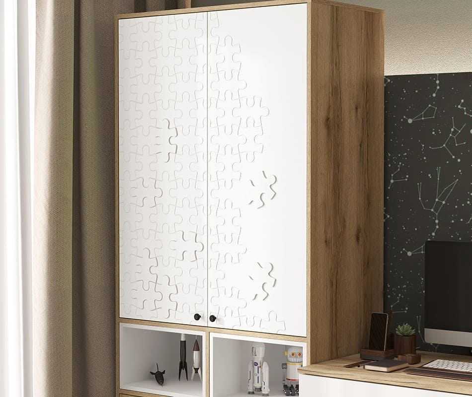 Киви ШК-02 Шкаф 2ств (50) белый суперматовый/дуб делано