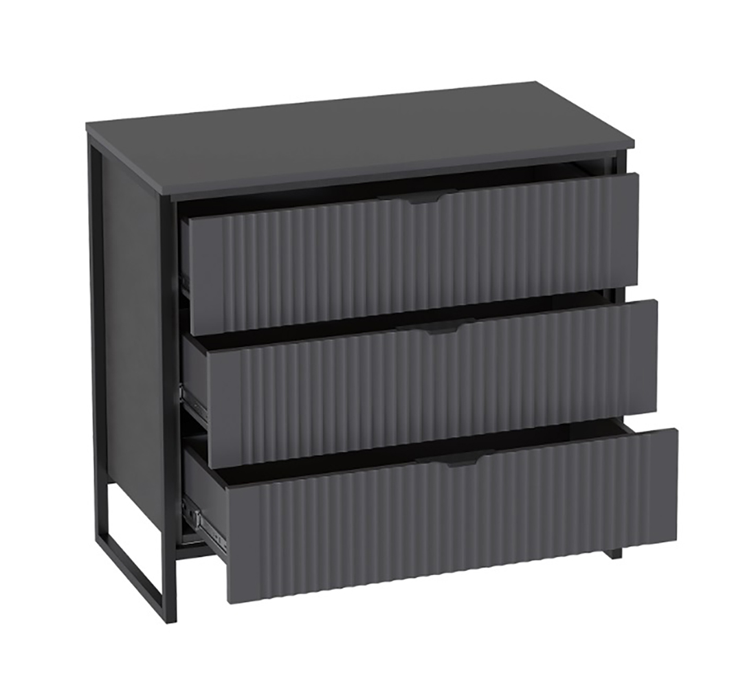 Нора Комод 3 ящ. (02) металл Бруклин/графит