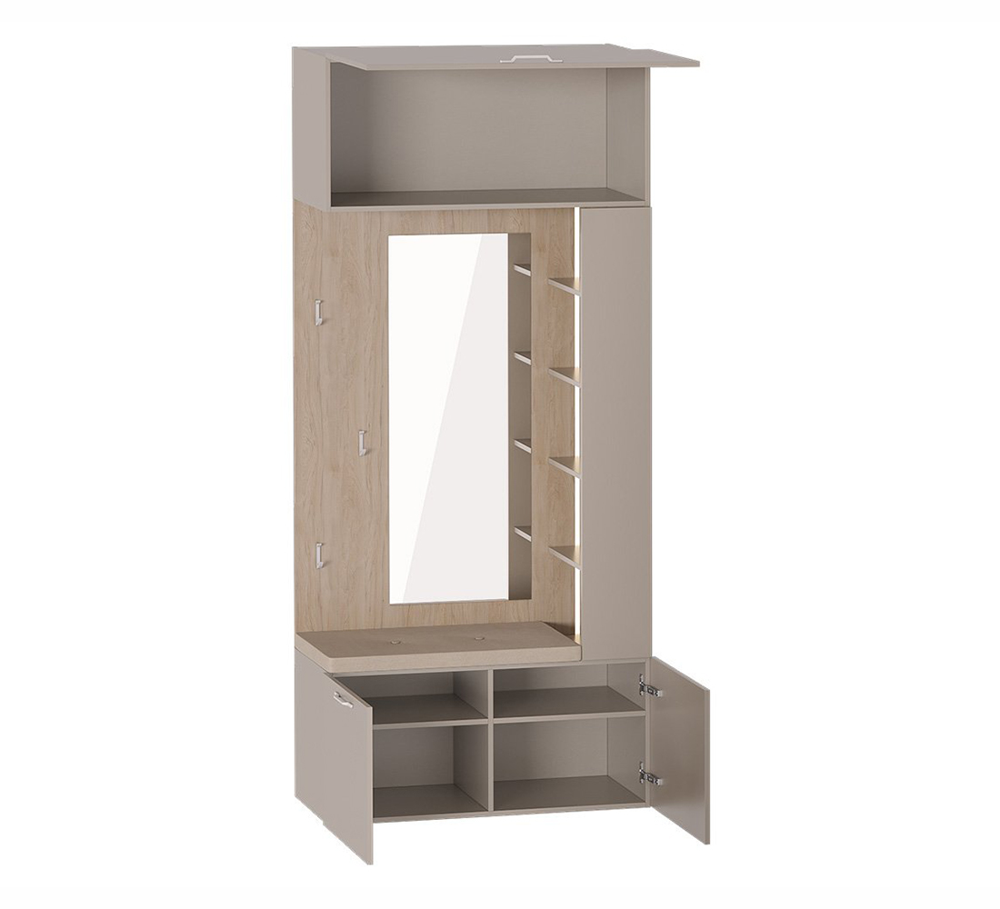 Джерси прихожая Вешалка с зеркалом (02) дуб натур.св/капучино