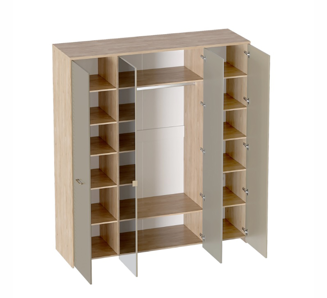 Шкаф 4-х дв. Гавана (02) дуб натур.св./светло-сер.софт