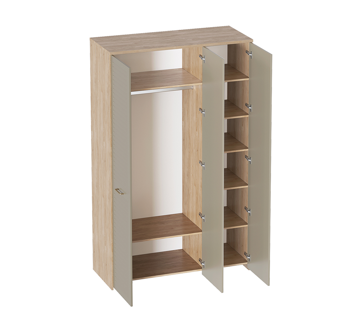 Шкаф 3-х дв. Гавана (02) дуб натур.св./светло-сер.софт