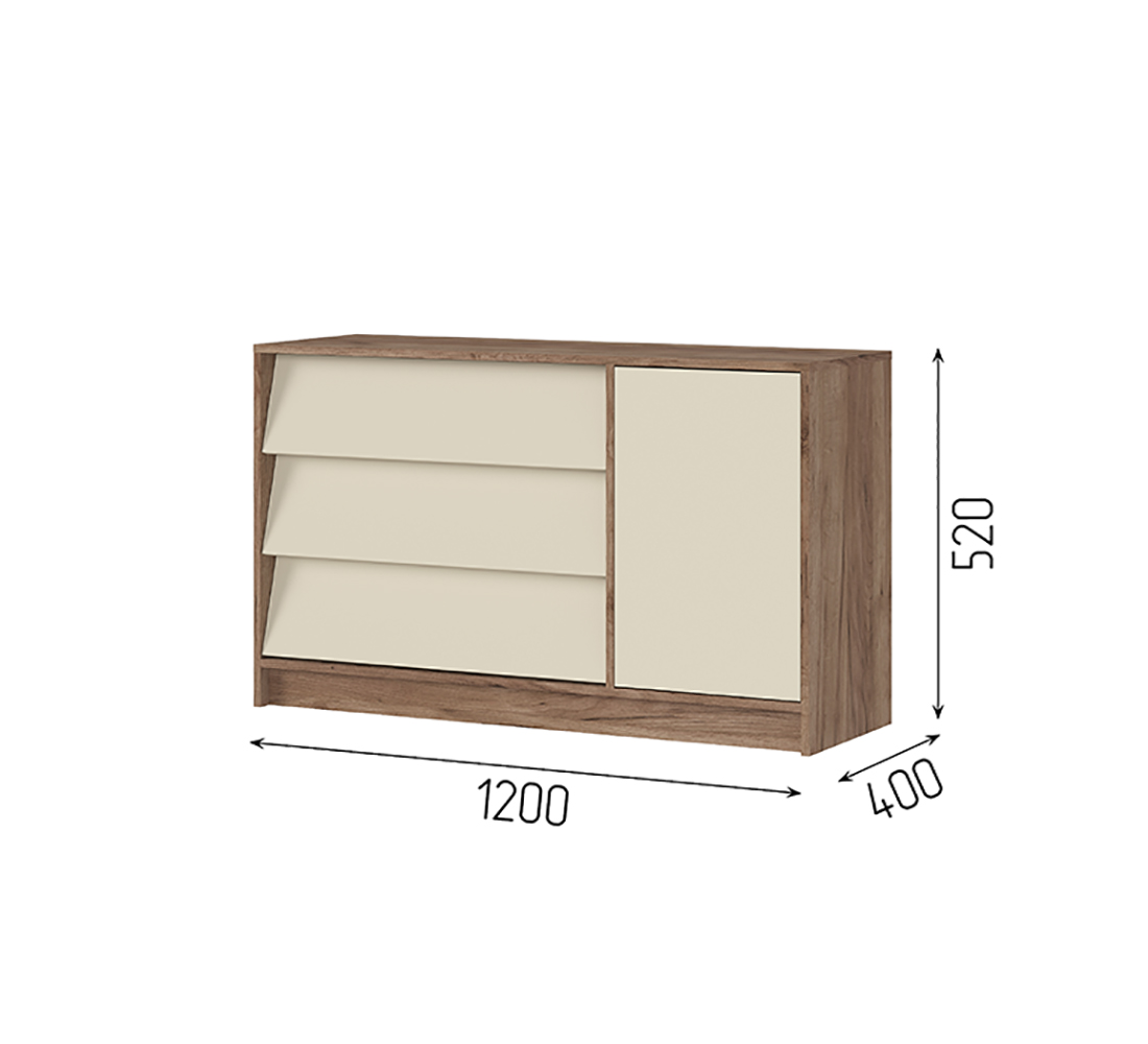 Рейн КМ 01 Комод 1200 (50) кашемир/дуб крафт табачный