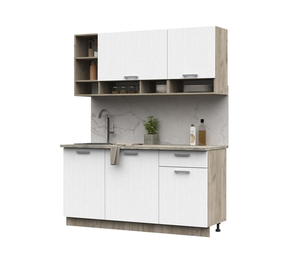 Кухня Рица 1,6м (50) белый/дуб крафт серый Кухня Рица 1,6м (50) белый/дуб крафт серый