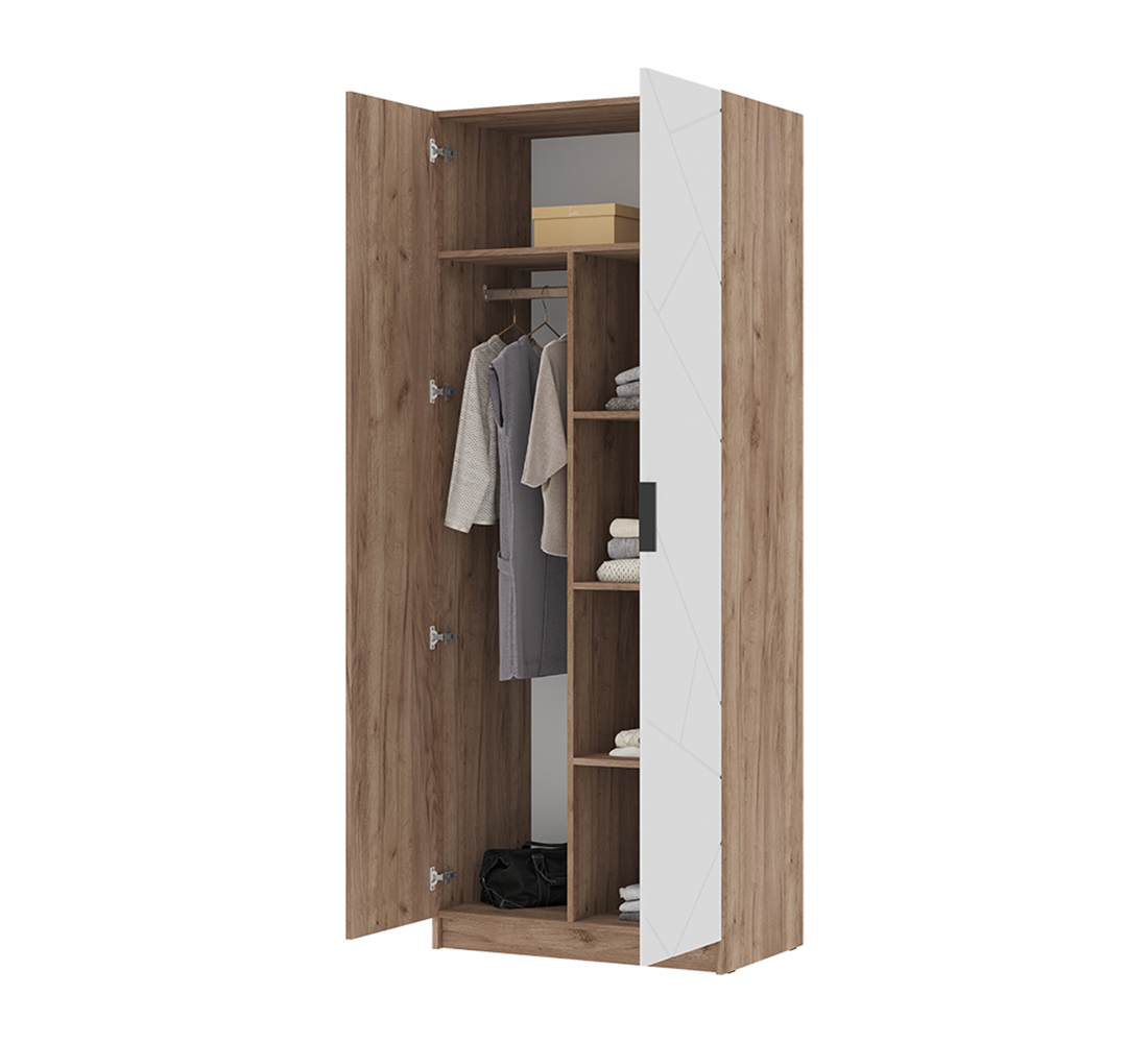 Орегон ШК 02 Шкаф 2-х ств. (50) белый супермат /дуб крафт  табачный