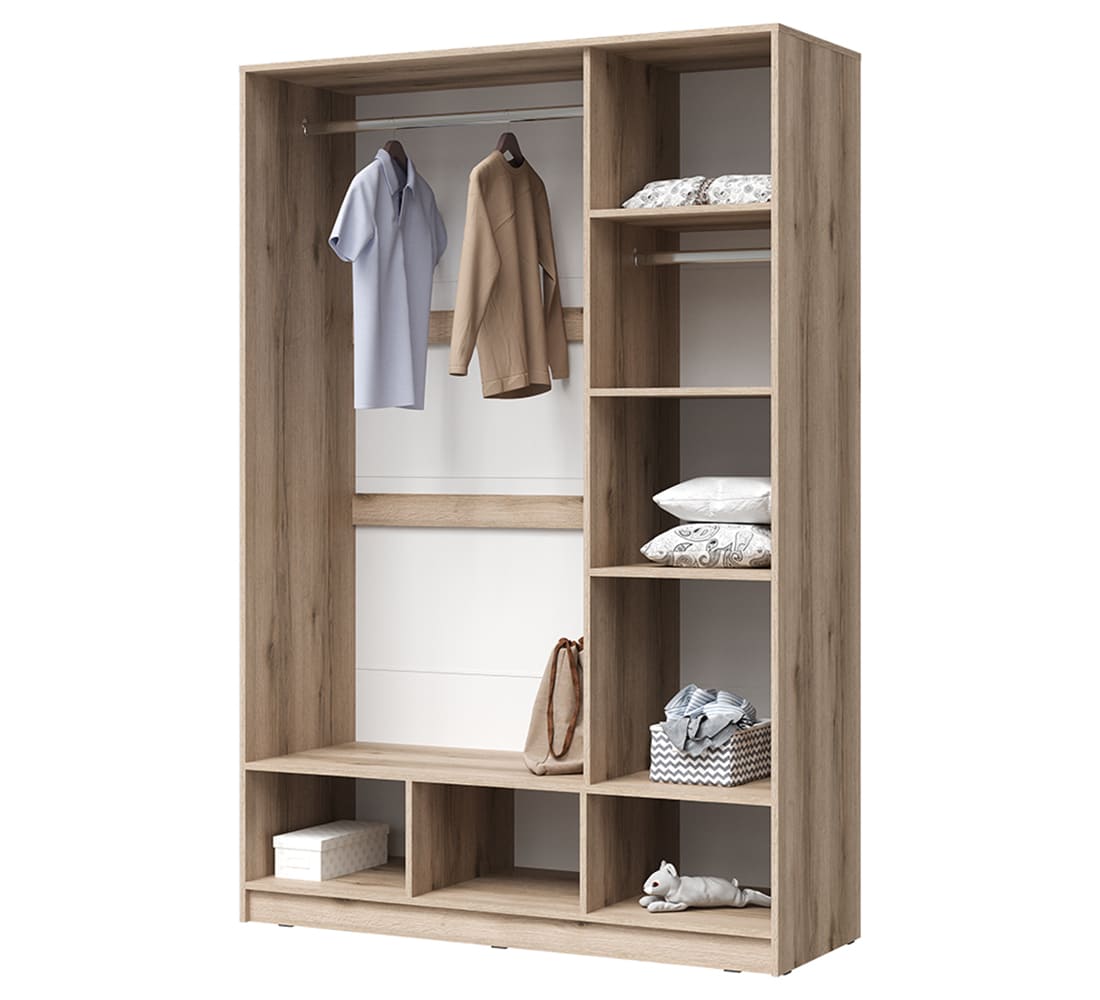 Киви ШК-03 Шкаф 3ств с зеркалом (50) белый суперматовый/дуб делано АКЦИЯ 19100