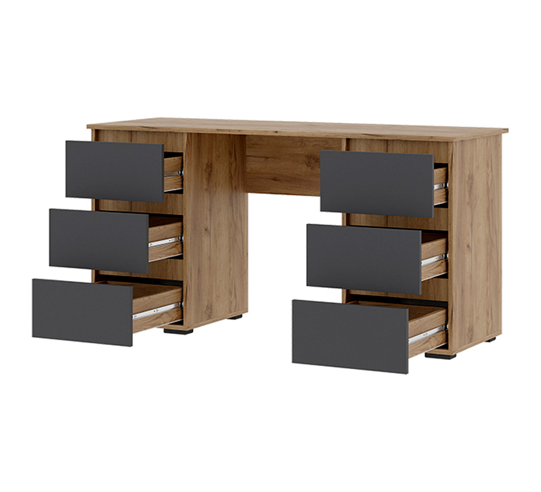 Хелен ПС 02 Письменный стол (23) серый графит/дуб крафт золото