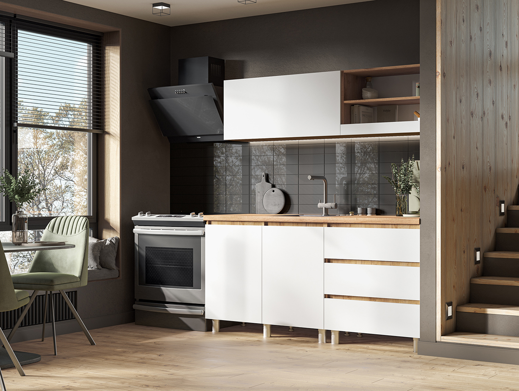 Кухня Хелен 1,7м (50) белый/дуб крафт золото