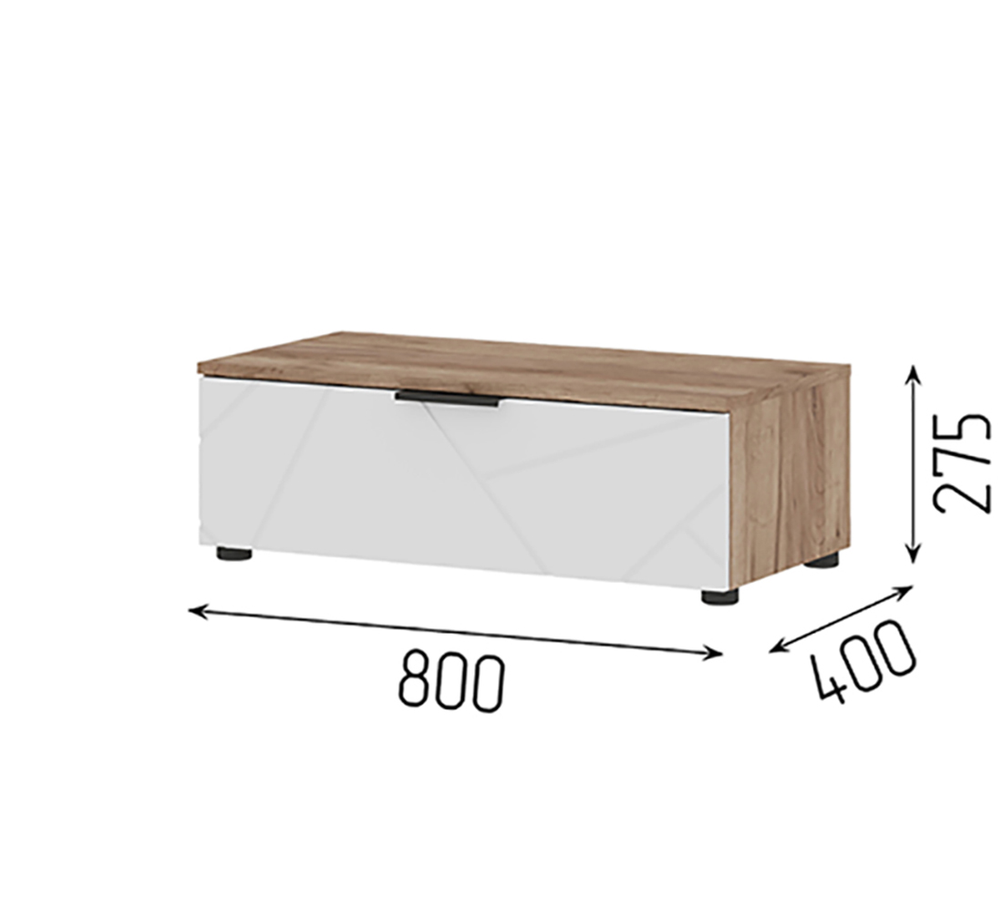 Орегон ТБ 01 Тумба 800 (50) белый супермат /дуб крафт  табачный