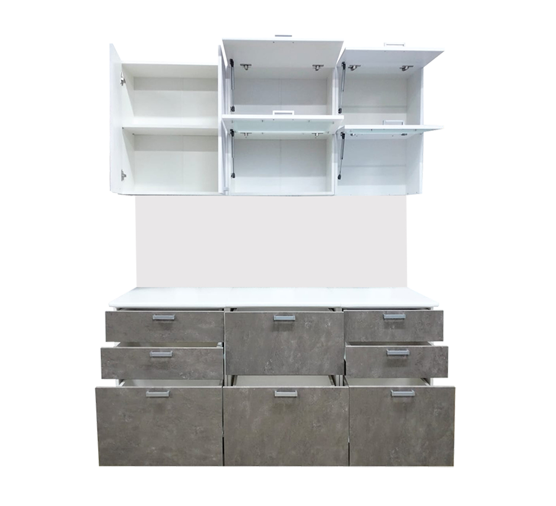 Кухня Бетон 1,7м бетон снежный/бетон темный