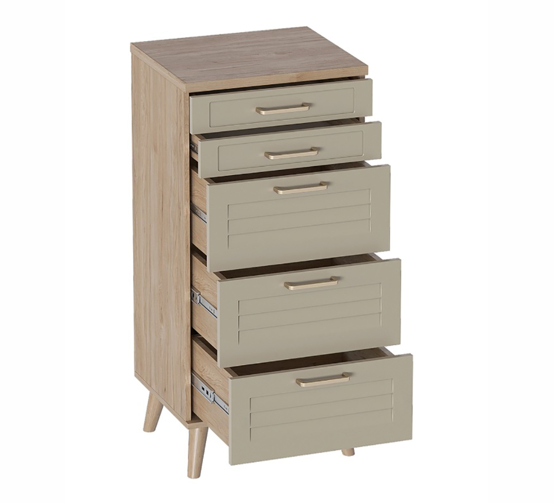 Комод 5 ящ. Гавана (02) дуб натур.св./светло-сер.софт