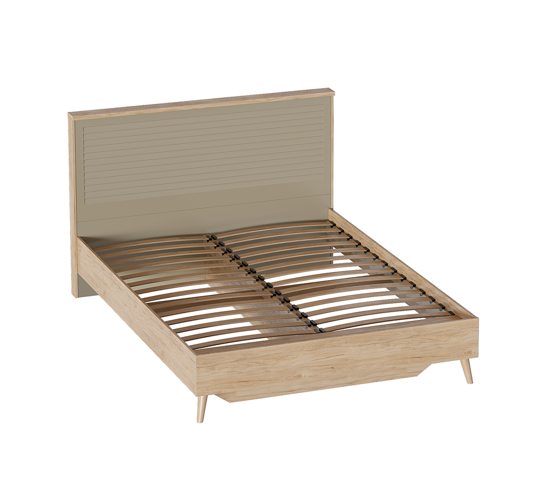 Кровать 1,6 Гавана (02) дуб натур.св./светло-сер.софт