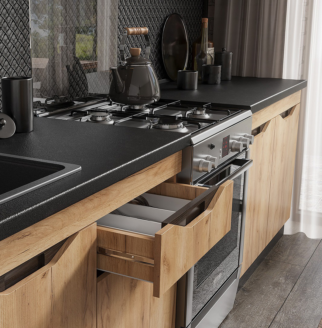 Кухня Паола 2,0м (50) дуб крафт золотой/венге