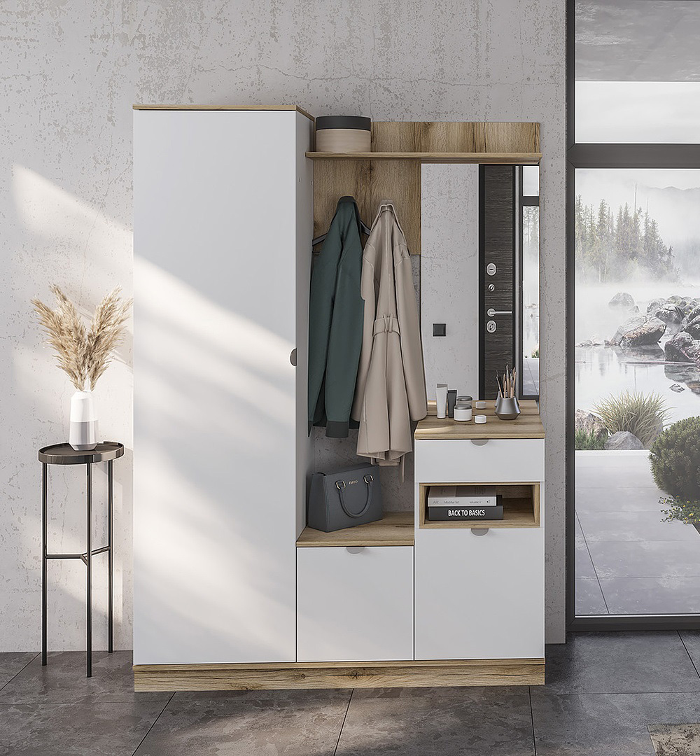 Юкки ПР 1400 Прихожая (50) дуб делано/белый